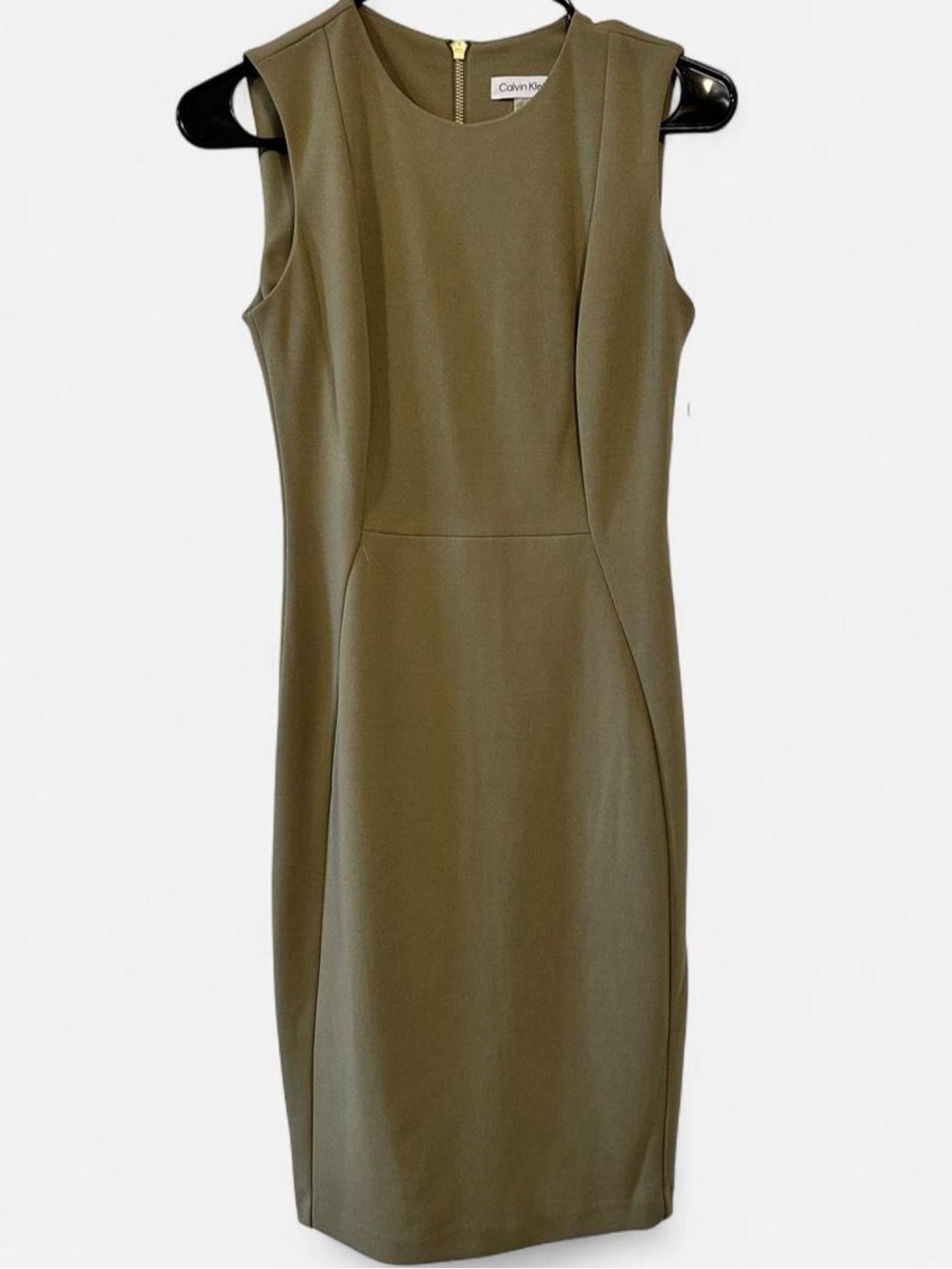 Calvin Klein Olive Green Sleeveless Sheath Dress